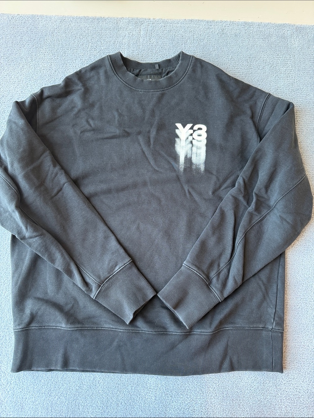Y-3 Black Crewneck Sweatshirt with White Logo